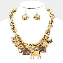 Load image into Gallery viewer, Gold Elephant Fringe Chain Necklace
