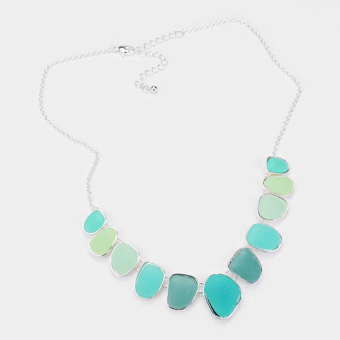 Silver Two Tone Sea Glass Pebble Collar Necklace - Jewelry Store by Erik Rayo