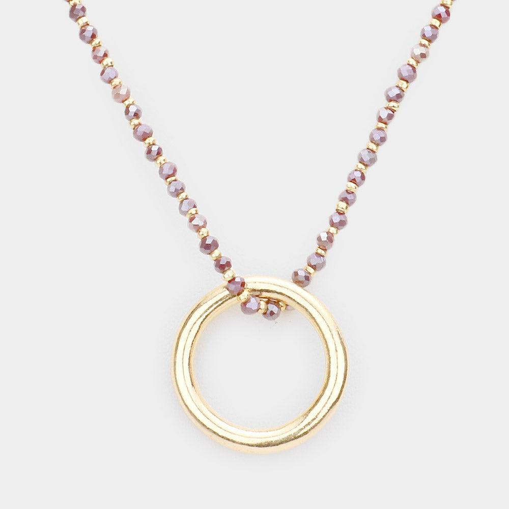 Open Metal Circle Pendant Faceted Beaded Necklace - Jewelry Store by Erik Rayo