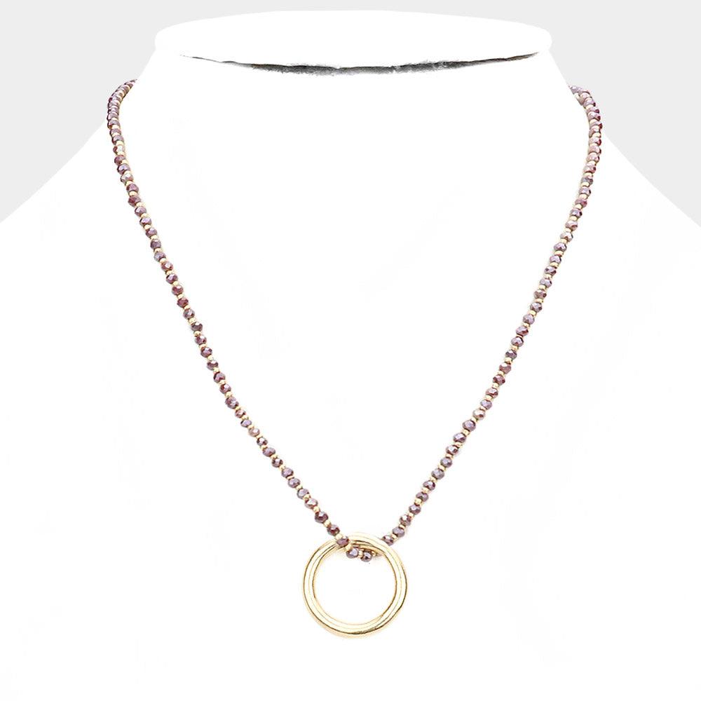 Open Metal Circle Pendant Faceted Beaded Necklace - Jewelry Store by Erik Rayo