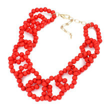 Load image into Gallery viewer, Red Wood Beaded Open Oval Link Necklace
