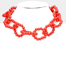 Load image into Gallery viewer, Red Wood Beaded Open Oval Link Necklace
