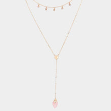 Load image into Gallery viewer, Rose Gold Layered Semi Precious Y Shaped Necklace
