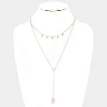 Load image into Gallery viewer, Rose Gold Layered Semi Precious Y Shaped Necklace
