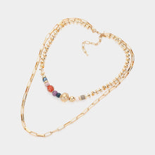 Load image into Gallery viewer, Pearl Multi Bead Accented Double Layered Bib Necklace
