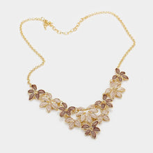 Load image into Gallery viewer, Brown Embossed Metal Leaf Cluster Statement Necklace
