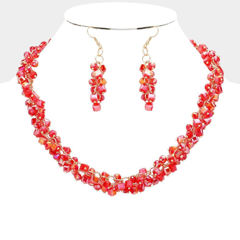 Red Square Round Beaded Necklace - Jewelry Store by Erik Rayo