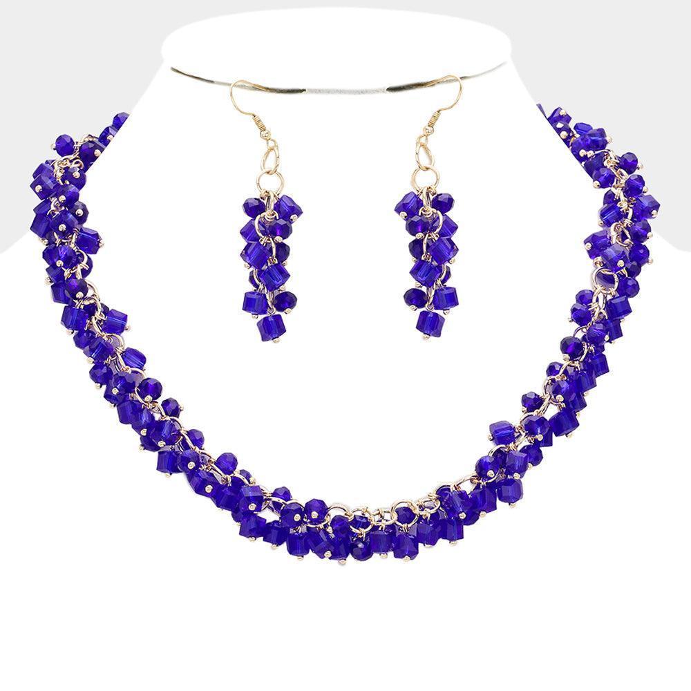 Blue Square Round Beaded Necklace - Jewelry Store by Erik Rayo