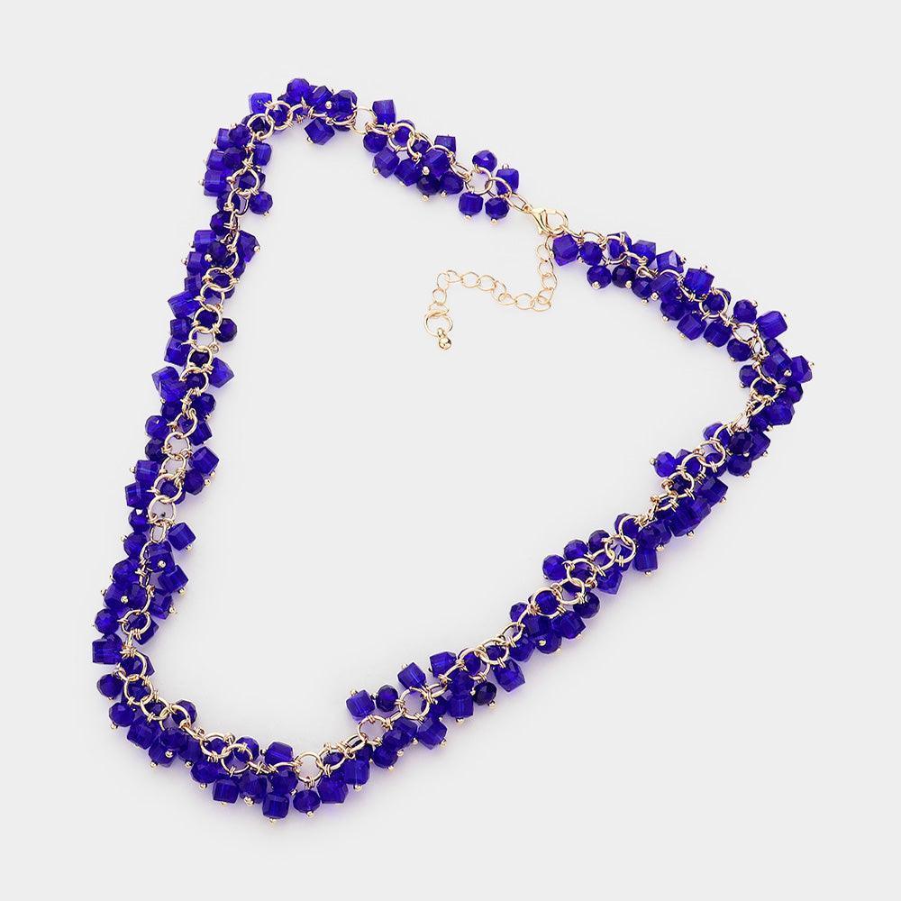 Blue Square Round Beaded Necklace - Jewelry Store by Erik Rayo