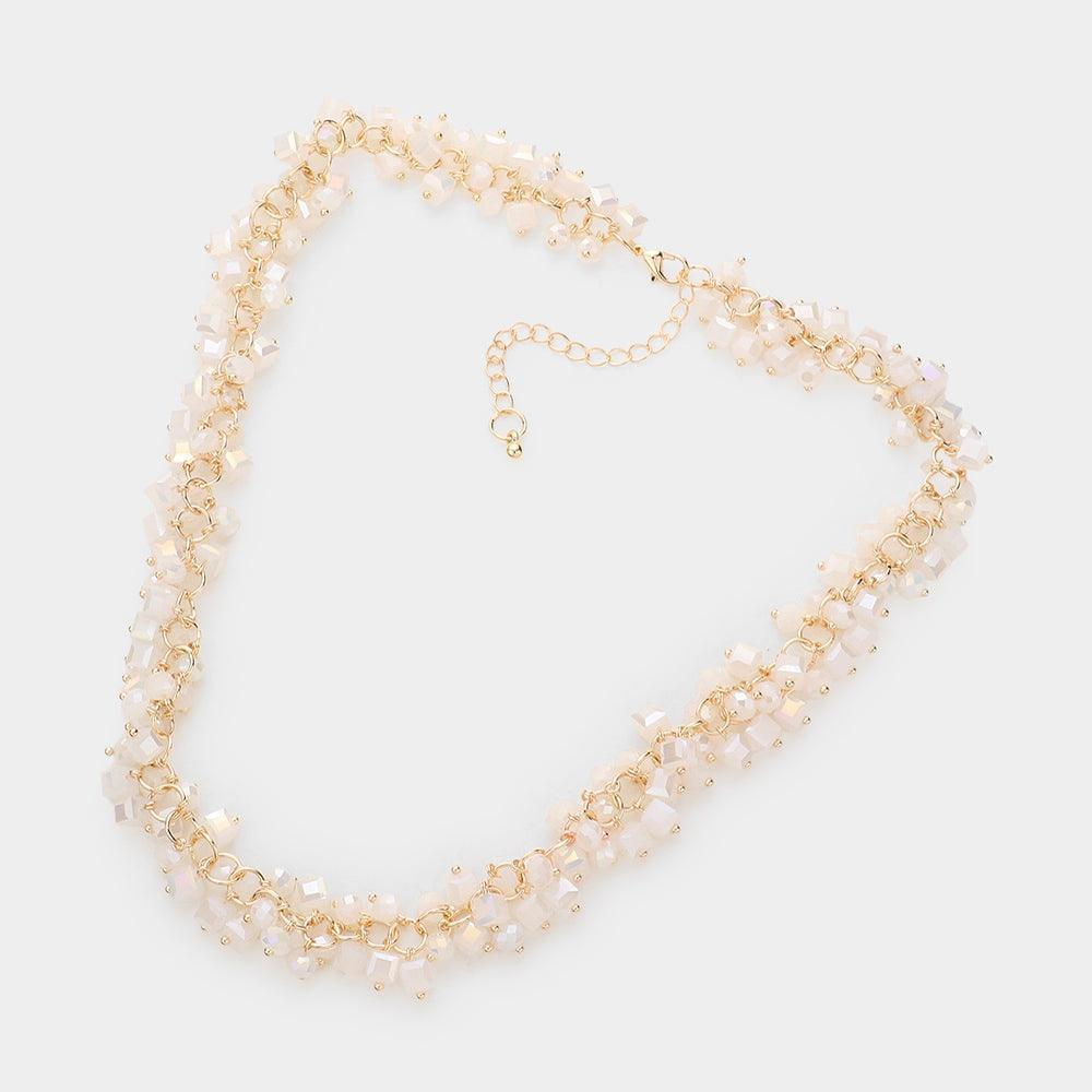 White Square Round Beaded Necklace - Jewelry Store by Erik Rayo