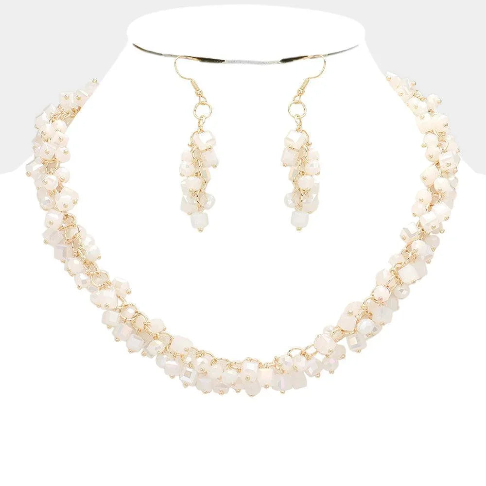 White Square Round Beaded Necklace - Jewelry Store by Erik Rayo
