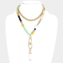 Load image into Gallery viewer, Teardrop Accented Beaded Double Layered Necklace
