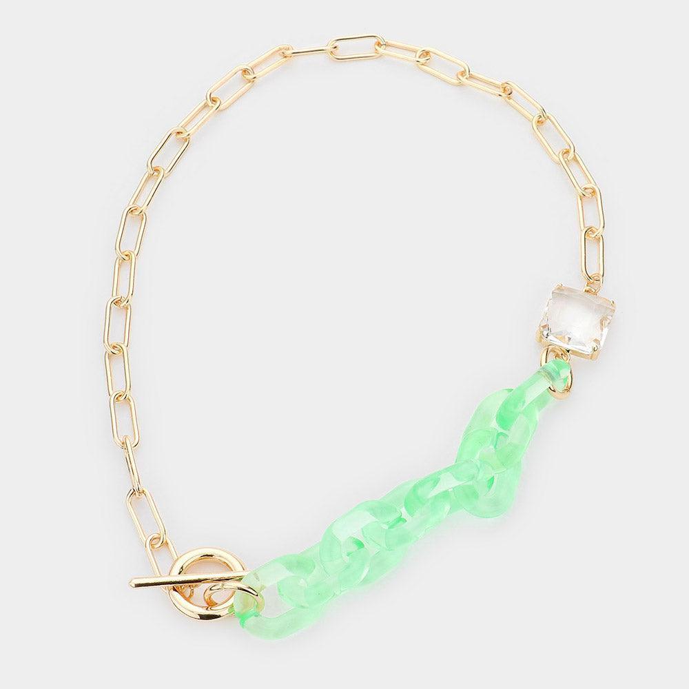 Square Stone Open Oval Resin Link Toggle Necklace - Jewelry Store by Erik Rayo