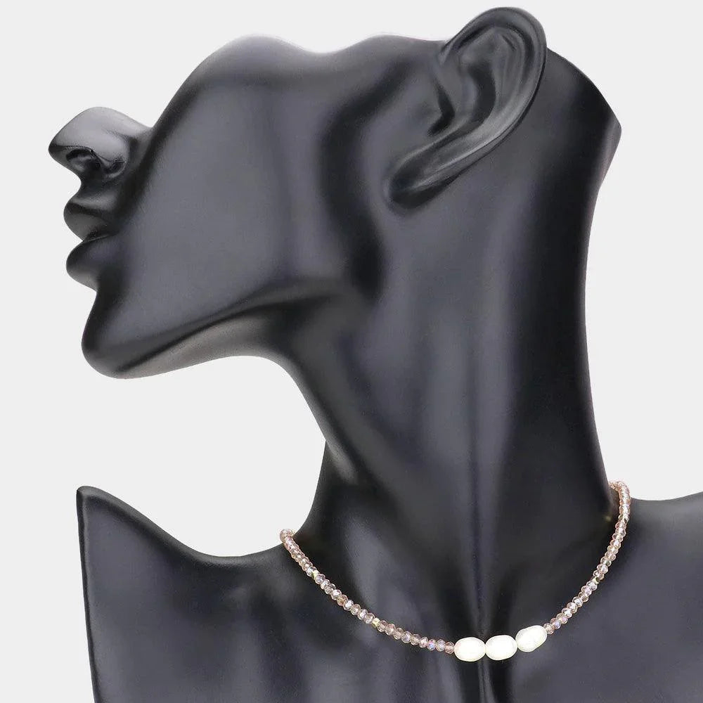 Pearl Accented Faceted Beaded Necklace - Jewelry Store by Erik Rayo