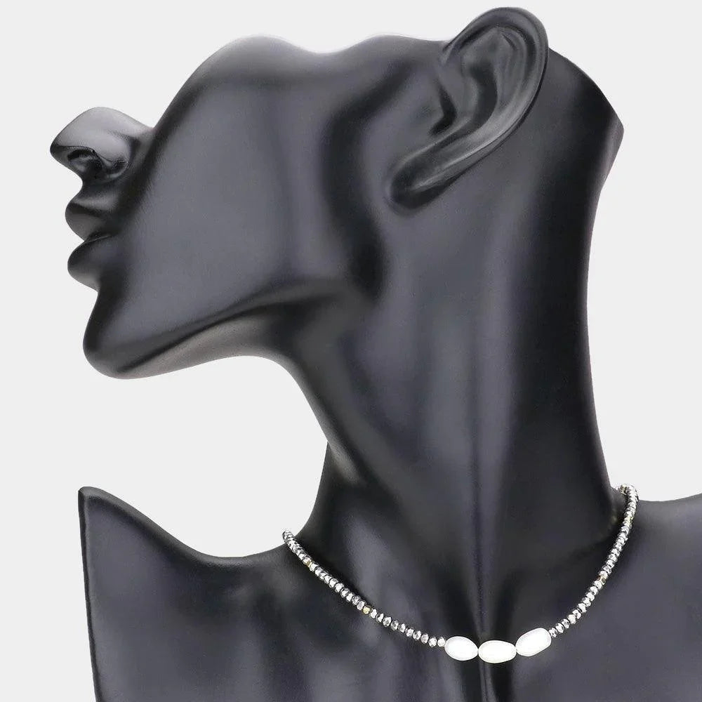 Pearl Accented Faceted Beaded Necklace - Jewelry Store by Erik Rayo