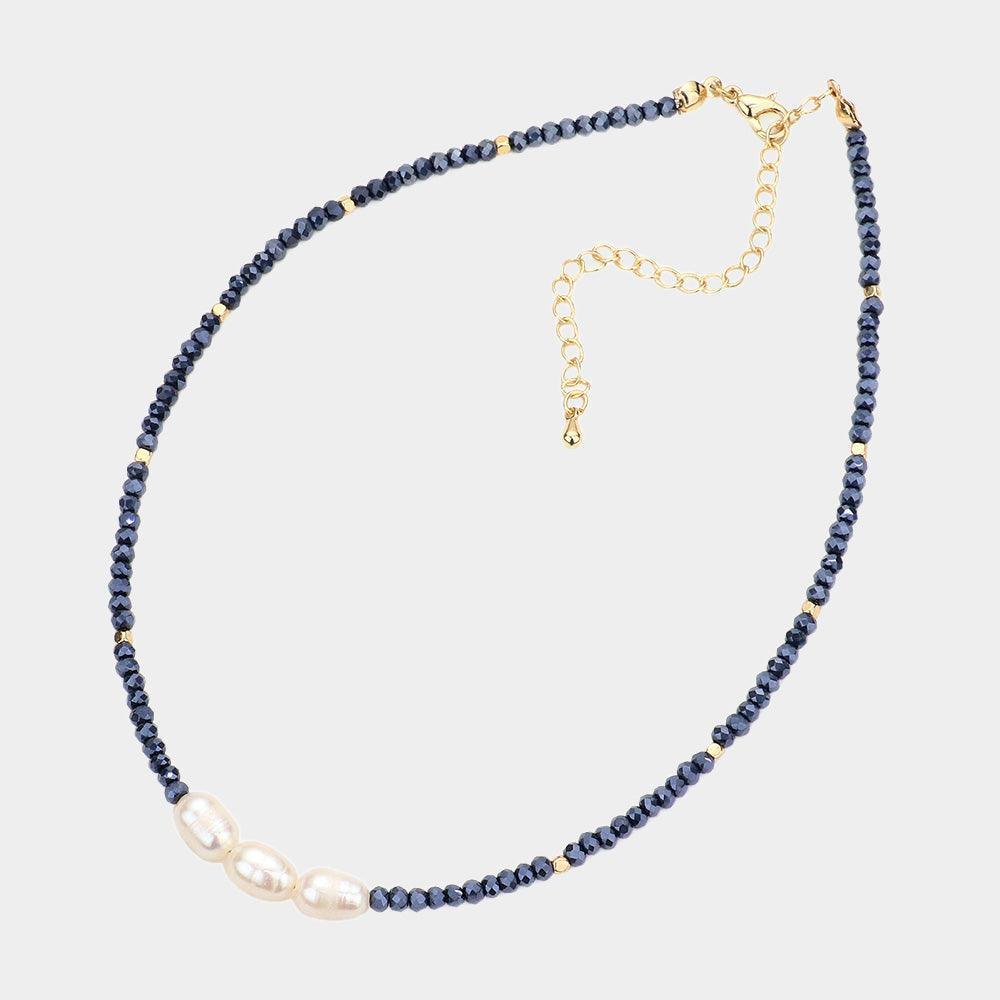 Pearl Accented Faceted Beaded Necklace - Jewelry Store by Erik Rayo