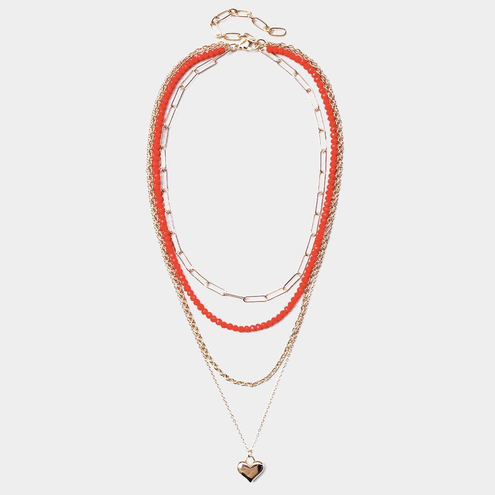 Metal Heart Pendant Multi Layered Necklace - Jewelry Store by Erik Rayo