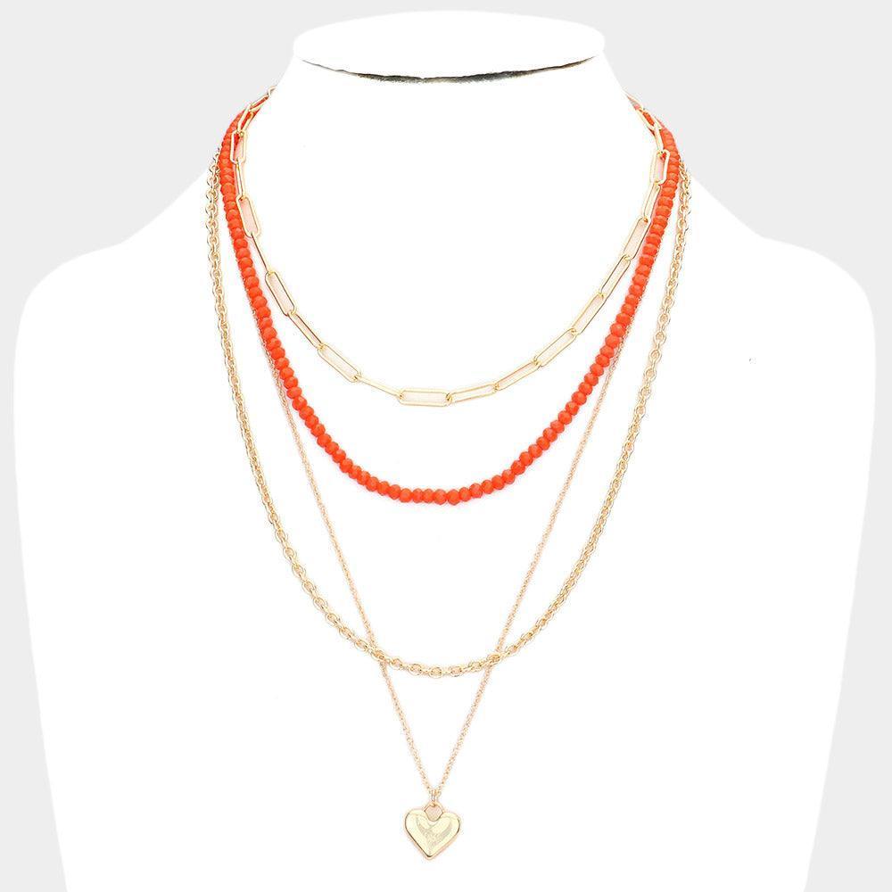 Metal Heart Pendant Multi Layered Necklace - Jewelry Store by Erik Rayo