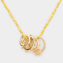 Load image into Gallery viewer, Yellow Geometric Open Metal Pendant Faceted Beaded Necklace
