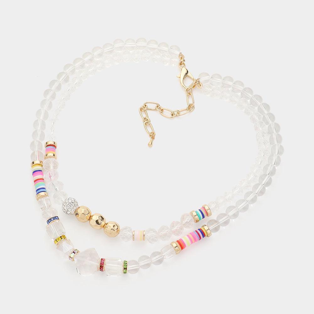 Lucite Heishi Beaded Double Layered Necklace - Jewelry Store by Erik Rayo