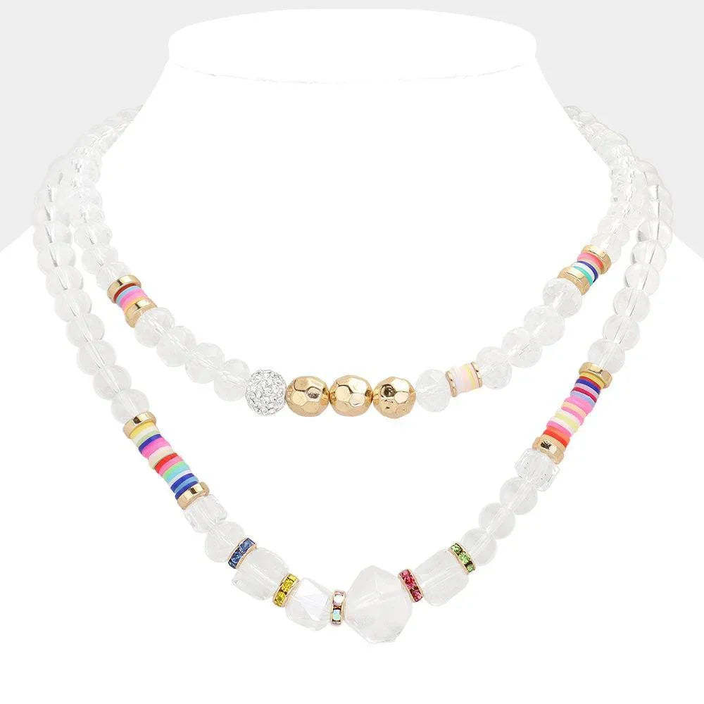 Lucite Heishi Beaded Double Layered Necklace - Jewelry Store by Erik Rayo