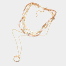 Load image into Gallery viewer, Brown Triple Ring Pendant Wood Beaded Multi Layered Necklace
