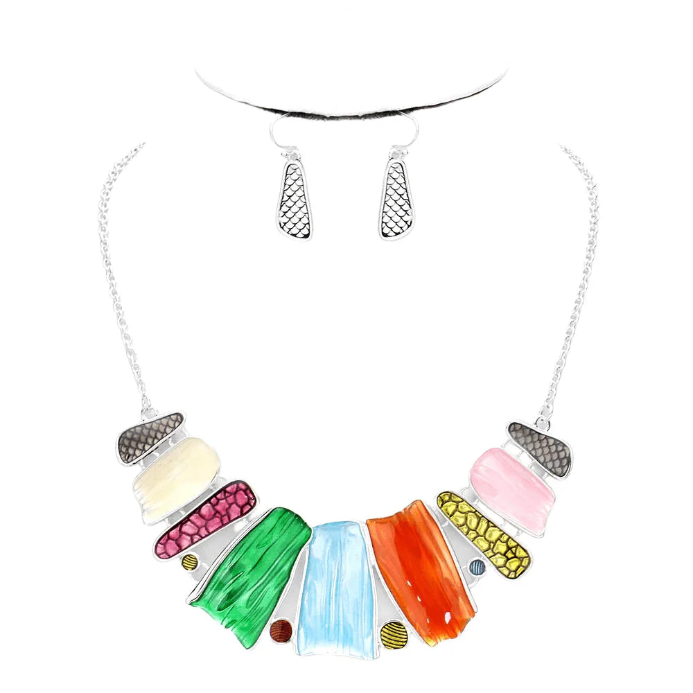 Silver Colorful Antique Metal Collar Necklace - Jewelry Store by Erik Rayo