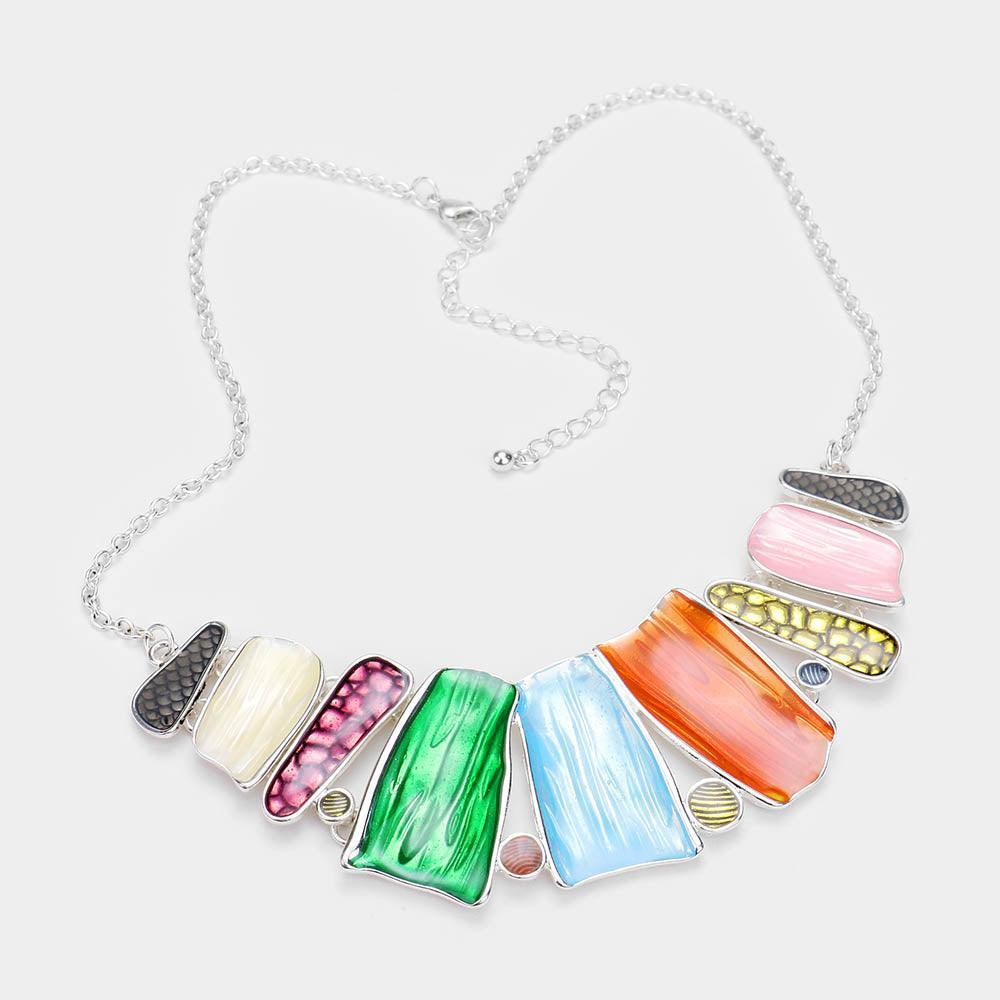 Silver Colorful Antique Metal Collar Necklace - Jewelry Store by Erik Rayo