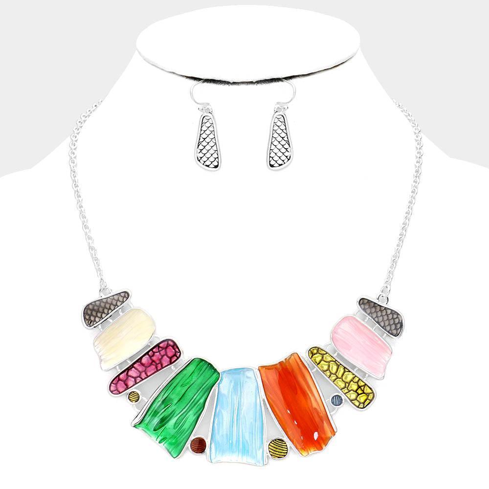 Silver Colorful Antique Metal Collar Necklace - Jewelry Store by Erik Rayo