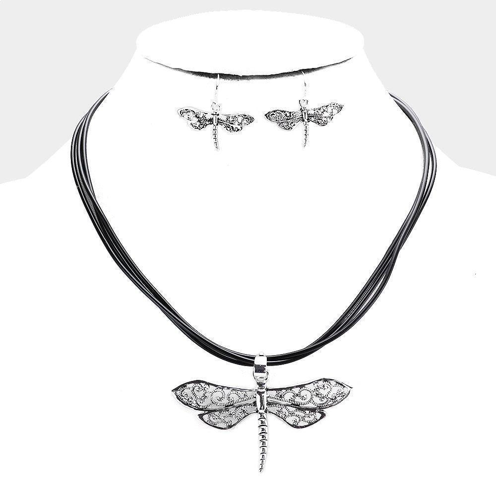 Silver Filigree Antique Dragonfly Pendant Necklace - Jewelry Store by Erik Rayo