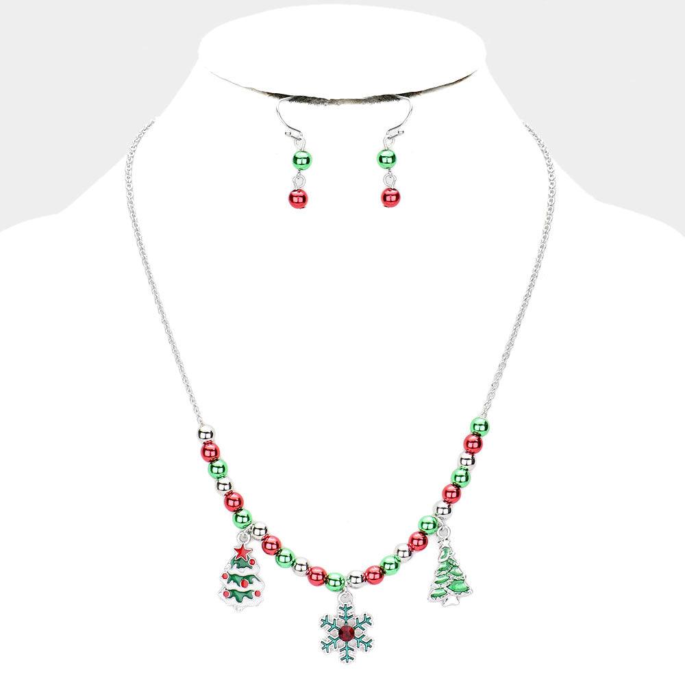 Christmas Ornament Ball Tree Snowflake Pendant Necklace