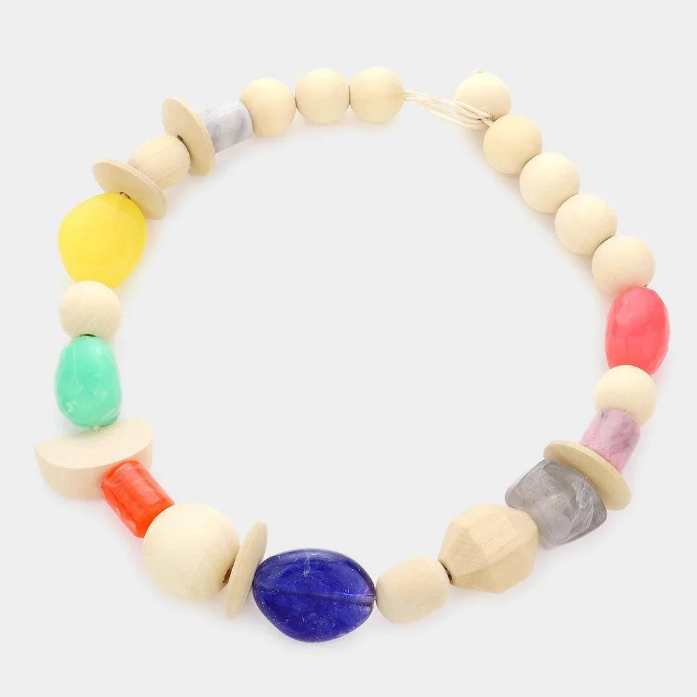 Marbled Bead Wood Collar Toggle Necklace - Jewelry Store by Erik Rayo