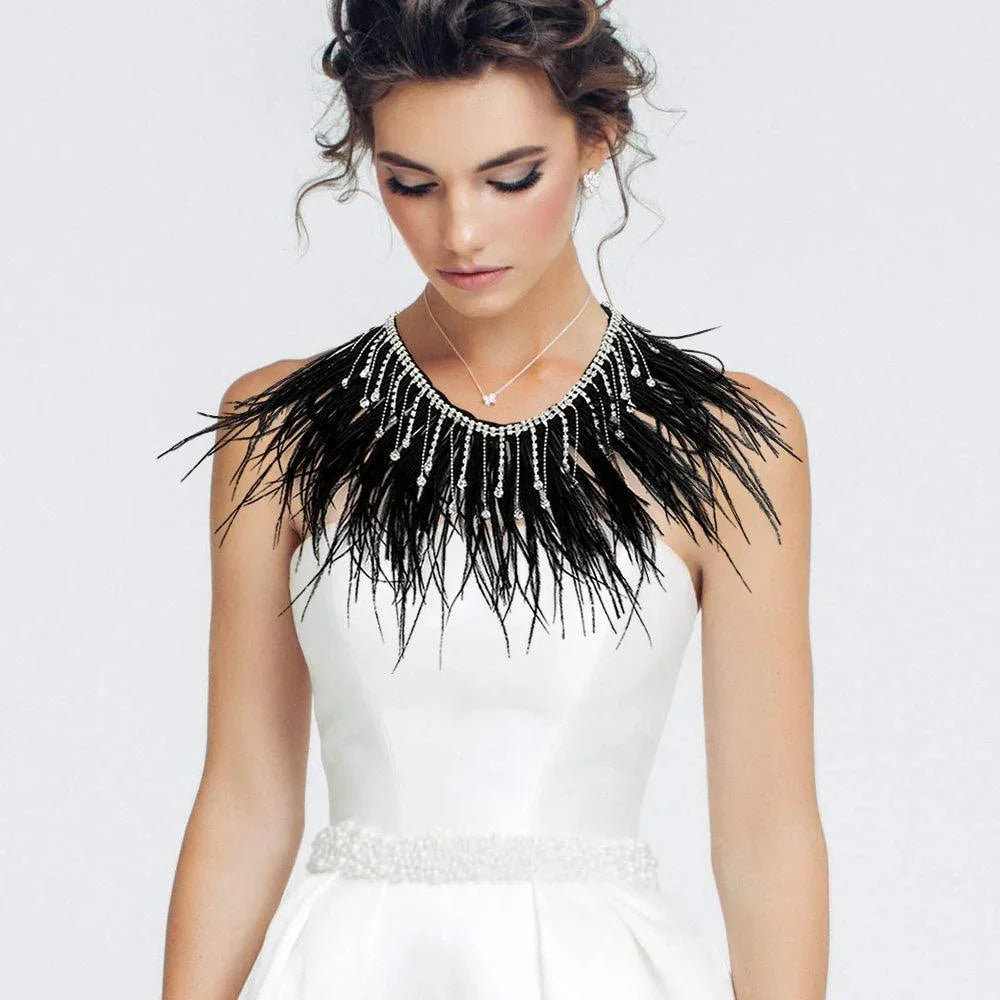 Black Feather Fringe Necklace - Jewelry Store by Erik Rayo