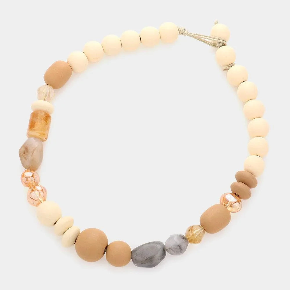 Marbled Bead Wood Ball Collar Toggle Necklace - Jewelry Store by Erik Rayo