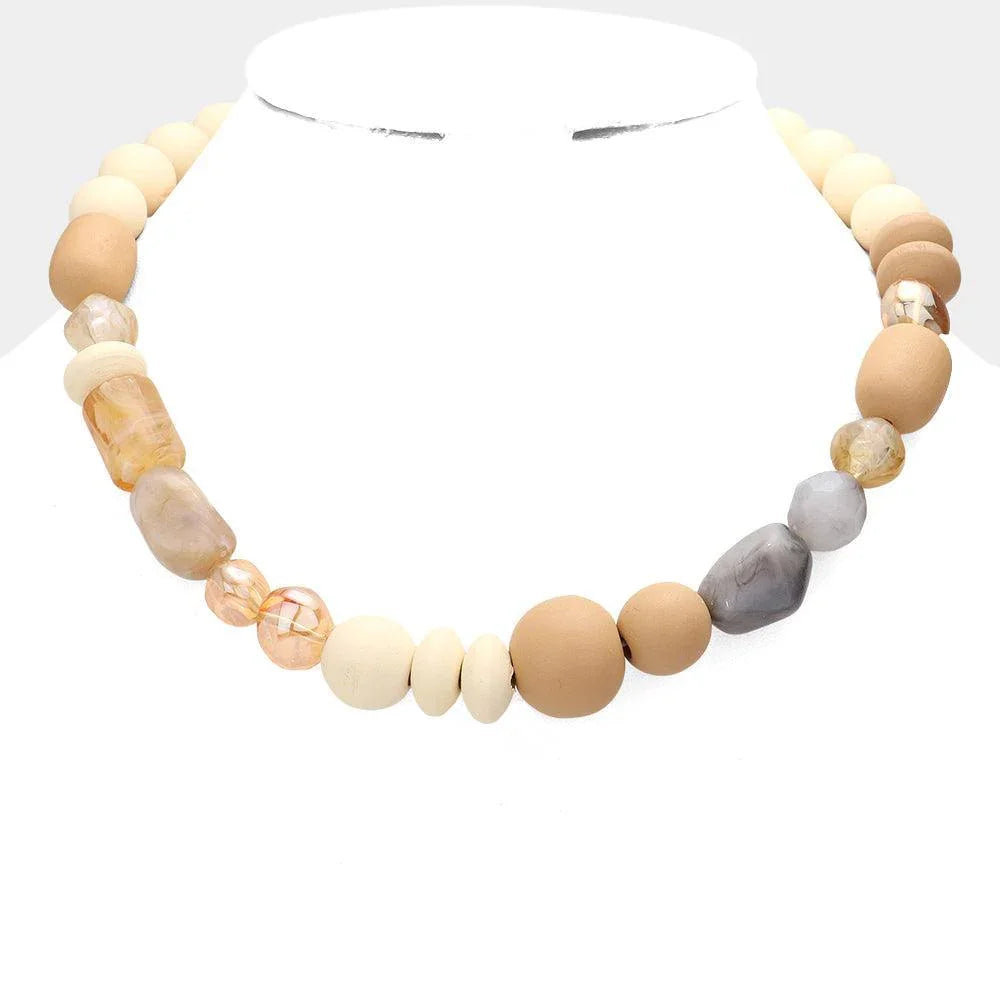 Marbled Bead Wood Ball Collar Toggle Necklace - Jewelry Store by Erik Rayo