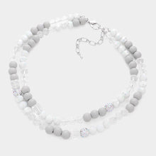 Load image into Gallery viewer, Shamballa Wood Ball Faceted Beaded Double Layered Necklace
