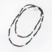 Load image into Gallery viewer, Silver Burnished Metal Ball Wood Beaded Double Layered Necklace
