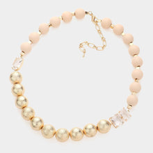 Load image into Gallery viewer, Frosted Metal Wood Ball Lucite Stone Link Necklace

