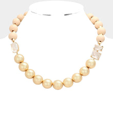 Load image into Gallery viewer, Frosted Metal Wood Ball Lucite Stone Link Necklace
