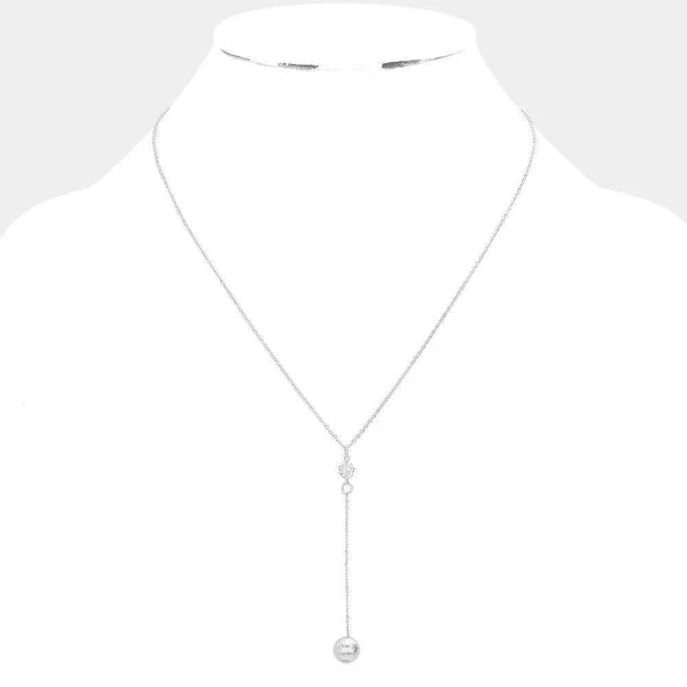 Frosted Metal Ball Pointed Y Necklace - Jewelry Store by Erik Rayo