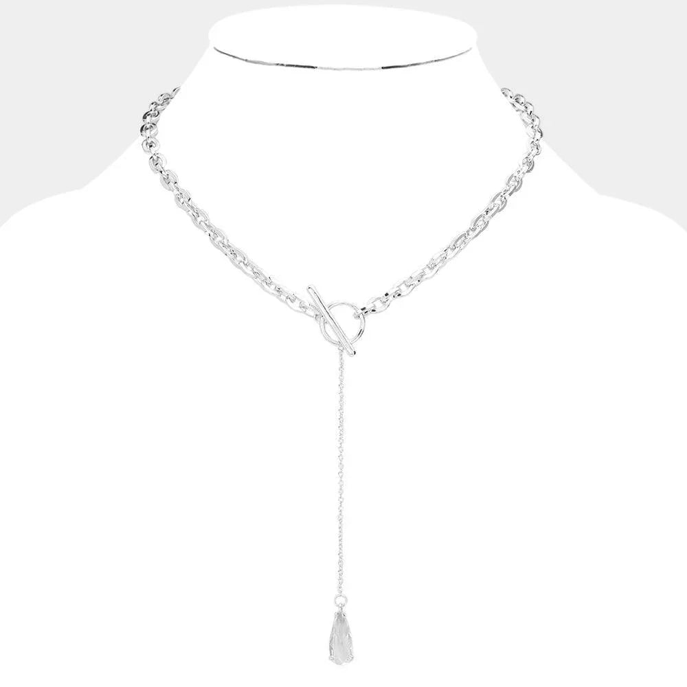 Dropped Teardrop Stone Y Necklace - Jewelry Store by Erik Rayo