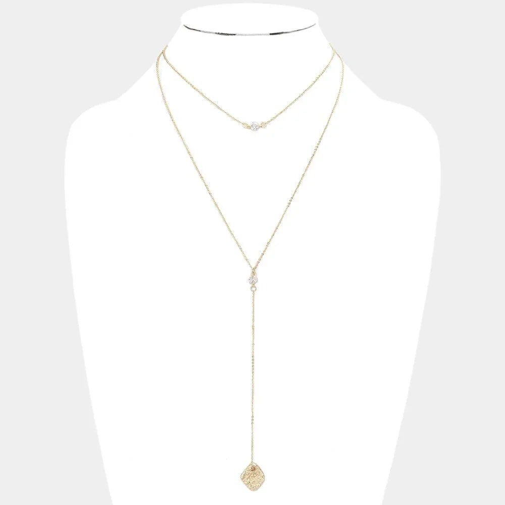 Gold Dropped Abstract Metal Y Necklace - Jewelry Store by Erik Rayo