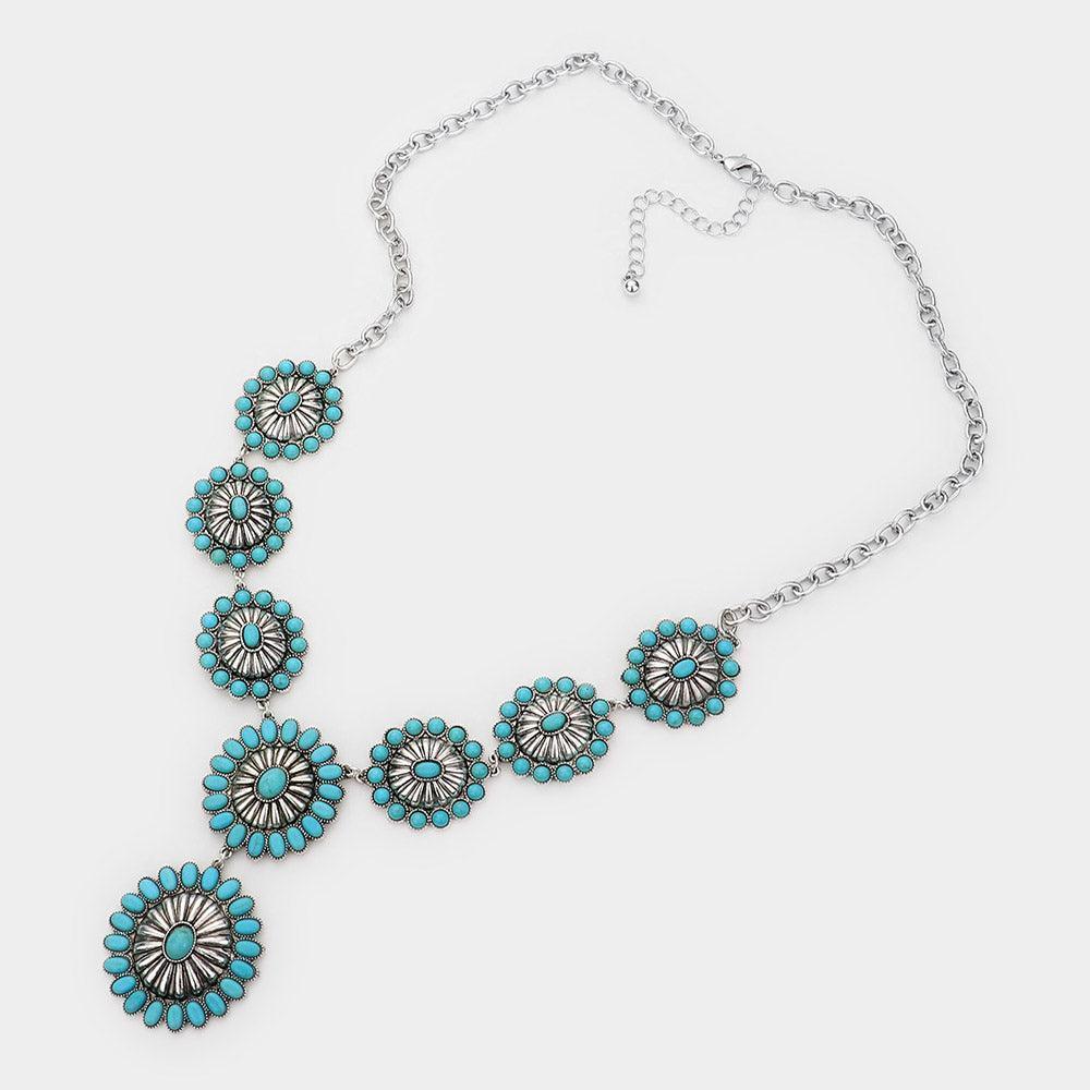 Turquoise Natural Stone Squash Blossom Necklace - Jewelry Store by Erik Rayo
