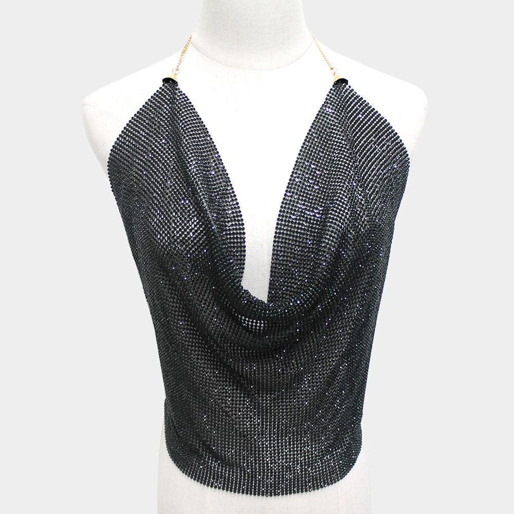 Black Metal Mesh Camisole Top Body Chain Necklace - Jewelry Store by Erik Rayo