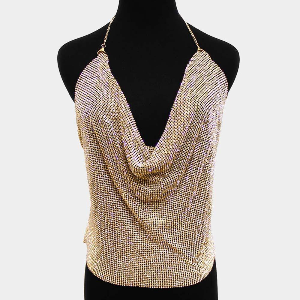 Gold Metal Mesh Camisole Top Body Chain Necklace - Jewelry Store by Erik Rayo