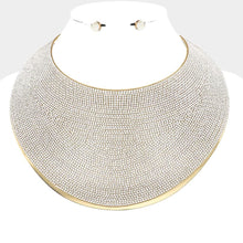 Load image into Gallery viewer, Gold Pave Rhinestone Wide Metal Armor Collar Necklace
