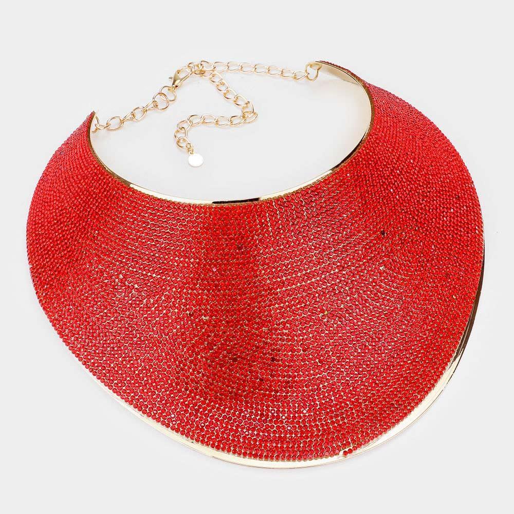 Pave Rhinestone Wide Metal Armor Collar Necklace - Jewelry Store by Erik Rayo