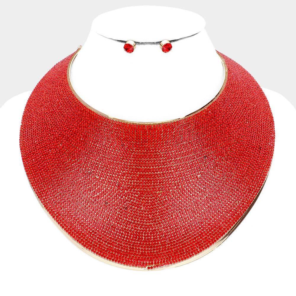 Pave Rhinestone Wide Metal Armor Collar Necklace - Jewelry Store by Erik Rayo