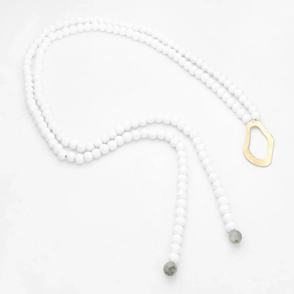 White Natural Stone Point Wood Toggle Necklace - Jewelry Store by Erik Rayo