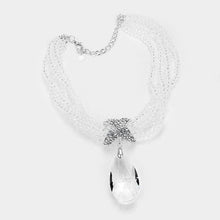 Load image into Gallery viewer, Silver Twisted Beaded Glass Crystal Teardrop Ornate Necklace
